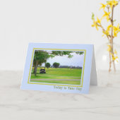 ゴルファーとカートを持つ父のデイカード カード (黄色い花)