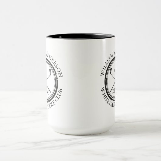 ゴルファーとクラブ名、デイトブラック&ホワイトゴルフ マグカップ (中央)
