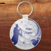 ゴルファーとゴルフカスタマイズボールあなたの名前 キーホルダー (正面)