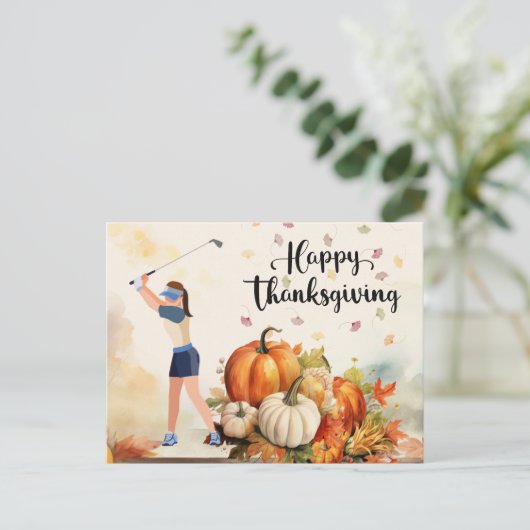 ゴルファーにとってゴルフの感謝祭の秋の挨拶 シーズンポストカード (スタンド正面)