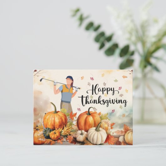 ゴルファーにとってゴルフの感謝祭の秋の挨拶 シーズンポストカード (スタンド正面)