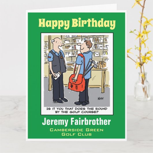 ゴルファーにとってゴルフ好きのポストマンアニメ カード (黄色い花)