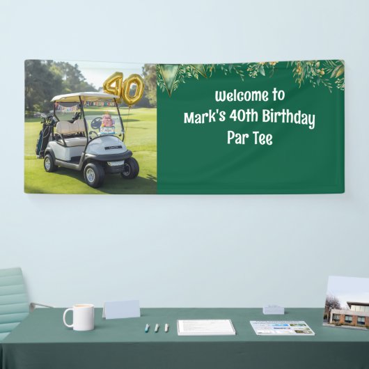 ゴルファーにコース上のケーキで40歳の誕生日をお祝い 横断幕 (トレードショー)