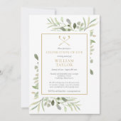 ゴルファーのお葬式 ライフセレブレーション 緑の装飾 招待状 (正面)