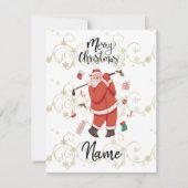 ゴルファーのためのクリスマスプレゼントとサンタクロースのゴルフ カード (正面)