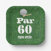 ゴルファーのためのグリーン上のボールとゴルフ60誕生日 ペーパープレート (正面)