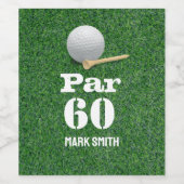 ゴルファーのためのグリーン上のボールとゴルフ60誕生日 ワインラベル (シングルラベル)