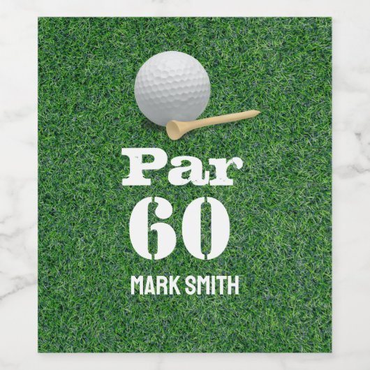 ゴルファーのためのグリーン上のボールとゴルフ60誕生日 ワインラベル (シングルラベル)