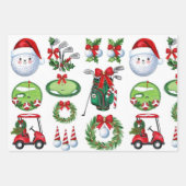 ゴルファーのためのゴルフクリスマステーマのギフト ラッピングペーパーシート (正面)