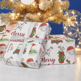 ゴルファーのためのゴルフクリスマステーマのギフト ラッピングペーパー