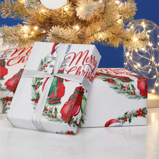 ゴルファーのためのゴルフクリスマステーマのギフト ラッピングペーパー (クリスマス)