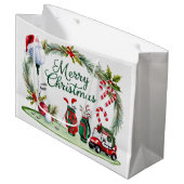 ゴルファーのためのゴルフクリスマステーマのギフト ラージペーパーバッグ (正面アングル)