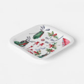 ゴルファーのためのゴルフクリスマステーマのパーティーレッドグリーン ペーパープレート (傾斜あり)