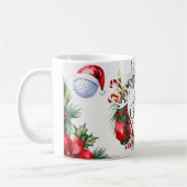 ゴルファーのためのゴルフクリスマステーマの水の色 コーヒーマグカップ (左)