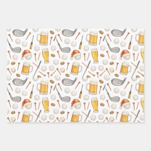 ゴルファーのためのゴルフクリスマスパーティーをテーマにしたゴルフ ラッピングペーパーシート (正面3)