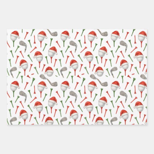 ゴルファーのためのゴルフクリスマスパーティーをテーマにしたゴルフ ラッピングペーパーシート (正面)