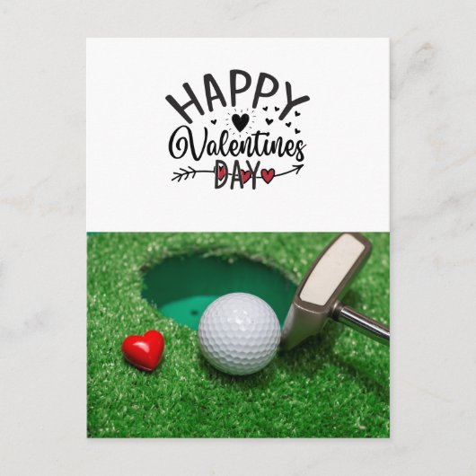 ゴルファーのためのゴルフボールとゴルフバレンタインデー ポストカード (正面)