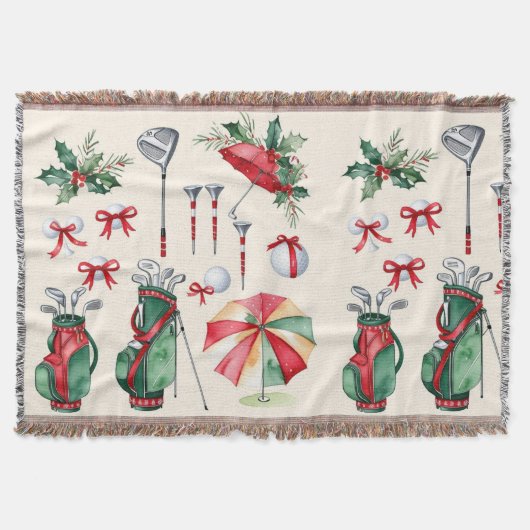 ゴルファーのためのゴルフ用具クリスマスデコレーション スローブランケット (正面)