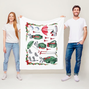 ゴルファーのためのゴルフ用具クリスマスデコレーション フリースブランケット