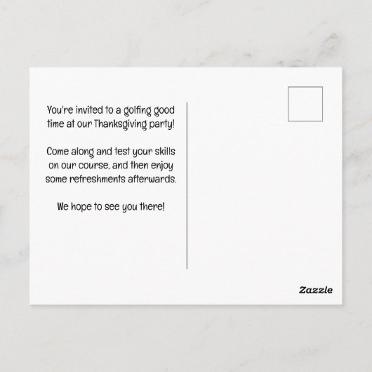 ゴルファーのためのゴルフ秋の感謝祭パーティー ポストカード (裏面)