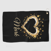 ゴルファーのためのゴールデンハートバレンタインデーLOVE ゴルフタオル (横)