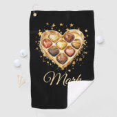 ゴルファーのためのゴールデンハートバレンタインデーLOVE ゴルフタオル (インサイチュ)