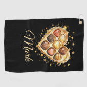 ゴルファーのためのゴールデンハートバレンタインデーLOVE ゴルフタオル (横)