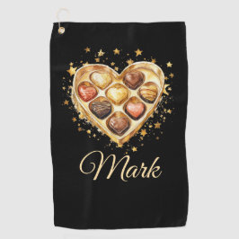 ゴルファーのためのゴールデンハートバレンタインデーLOVE ゴルフタオル