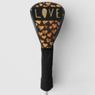 ゴルファーのためのゴールデンハートバレンタインデーLOVE ゴルフヘッドカバー