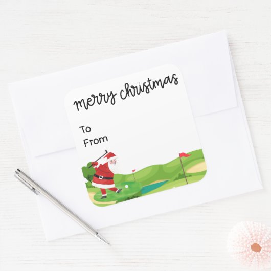 ゴルファーのためのサンタクロースとゴルフクリスマスゴルフおもしろい場 スクエアシール (封筒)