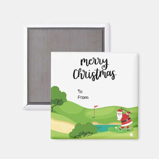 ゴルファーのためのサンタクロースとゴルフクリスマスゴルフおもしろい場 マグネット (正面/裏面)
