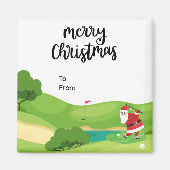 ゴルファーのためのサンタクロースとゴルフクリスマスゴルフおもしろい場 マグネット (正面)