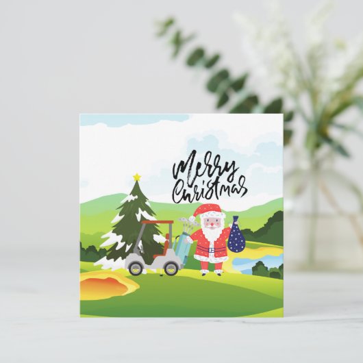 ゴルファーのためのサンタクロースとゴルフクリスマス シーズンカード (スタンド正面)