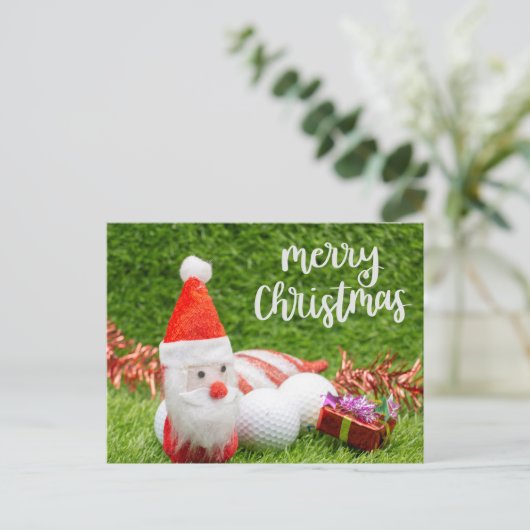 ゴルファーのためのサンタクロースとゴルフクリスマス シーズンポストカード (スタンド正面)