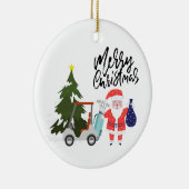 ゴルファーのためのサンタクロースとゴルフクリスマス セラミックオーナメント (右)