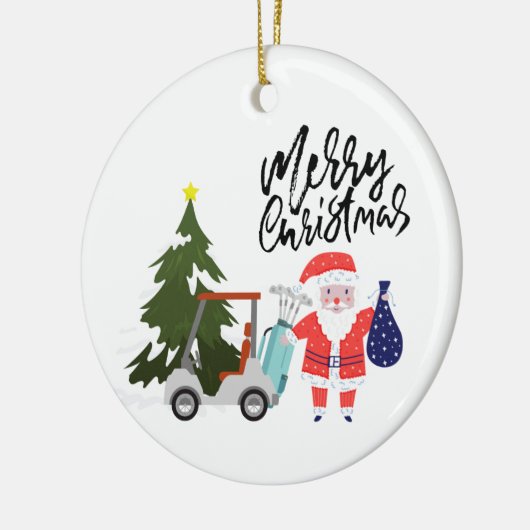 ゴルファーのためのサンタクロースとゴルフクリスマス セラミックオーナメント (左)