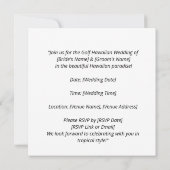 ゴルファーのためのハワイアン テーマの結婚式 招待状 (裏面)