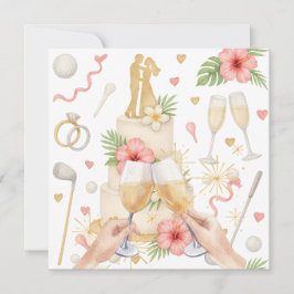 ゴルファーのためのハワイアン テーマの結婚式 招待状