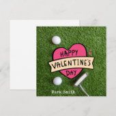 ゴルファーのためのバレンタインデーのゴルフボール シーズンカード (正面/裏面)
