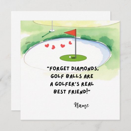 ゴルファーのためのバレンタインデーの面白い名言 シーズンカード (正面/裏面)