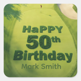 ゴルファーのためのパッティンググリーンでのゴルフ50歳の誕生日 スクエアシール