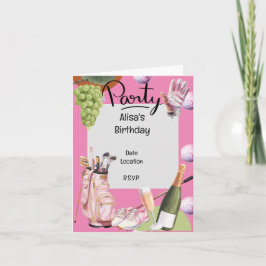 ゴルファーのためのピンクの上にボールを全てオーバー付きゴルフアイロン 招待状