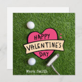 ゴルファーのためのボールとゴルフバレンタインデー シーズンカード (正面/裏面)
