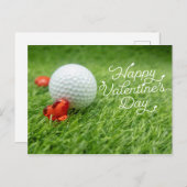 ゴルファーのためのボールとゴルフバレンタインデー シーズンポストカード (正面/裏面)