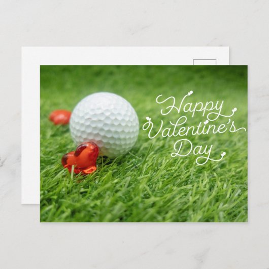 ゴルファーのためのボールとゴルフバレンタインデー シーズンポストカード (正面/裏面)