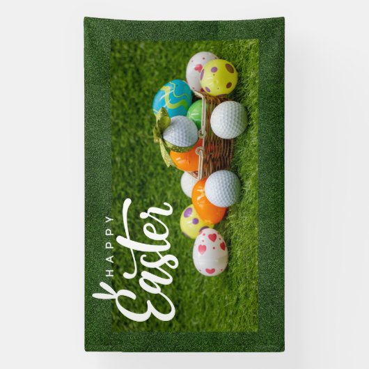 ゴルファーのためのボールと卵を持つゴルフイースター 横断幕 (縦)