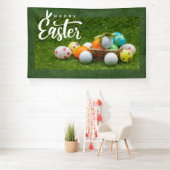 ゴルファーのためのボールと卵を持つゴルフイースター 横断幕 (インサイチュ)