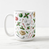 ゴルファーのためのボールの贈り物をテーマにしたゴルフクリスマス コーヒーマグカップ (左)