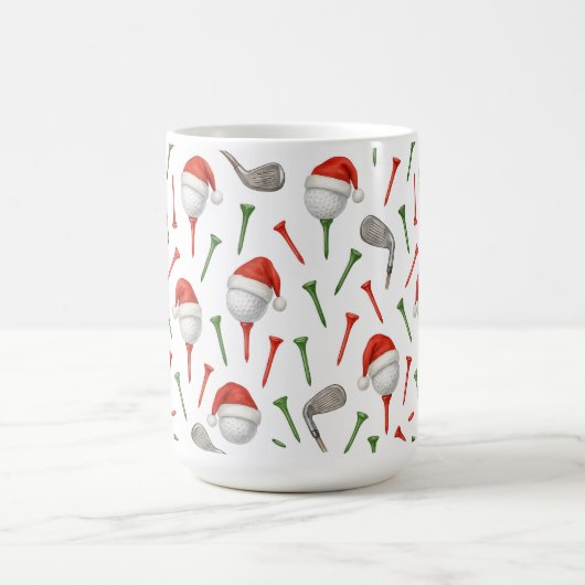 ゴルファーのためのボールの贈り物をテーマにしたゴルフクリスマス コーヒーマグカップ (中央)