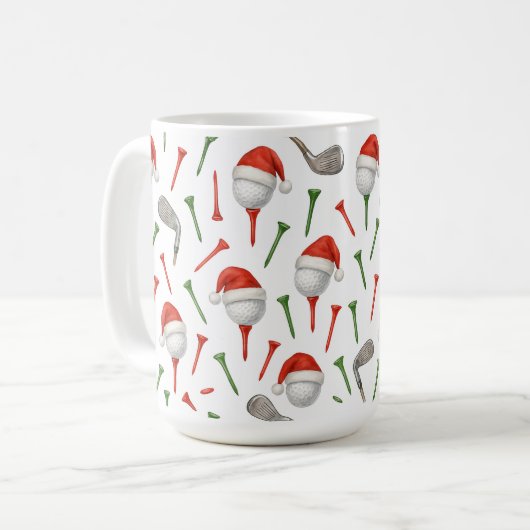 ゴルファーのためのボールの贈り物をテーマにしたゴルフクリスマス コーヒーマグカップ (正面左)
